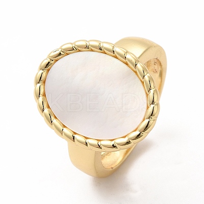Natural Shell Oval Open Cuff Ring KK-A180-48G-1