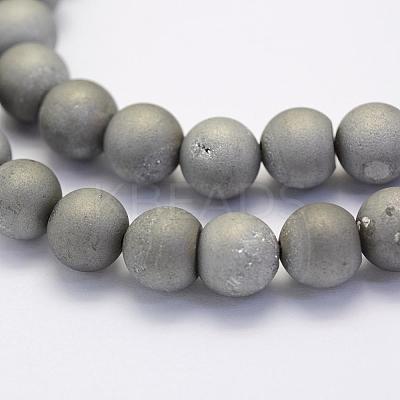 Electroplate Natural Druzy Agate Beads Strands G-G708-6mm-04-1