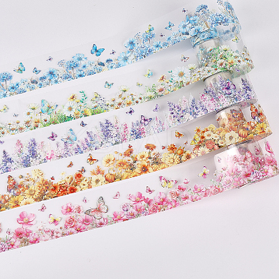5 Rolls 5 Colors PET Self-Adhesive Paper Decorative Stickers DIY-CP0012-92-1