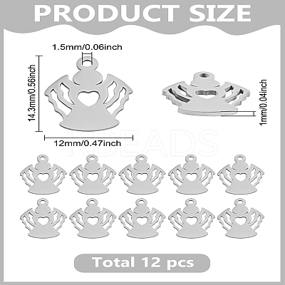 12Pcs 201 Stainless Steel Charms STAS-LP0003-33-1