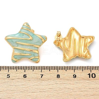 304 Stainless Steel Enamel Star Stud Earrings STAS-D368-04G-1