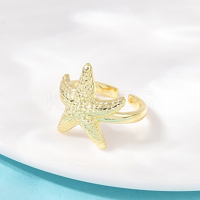 Ocean Theme Brass Cuff Rings RJEW-C135-01G-01-1
