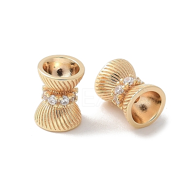 Brass Micro Pave Cubic Zirconia Beads KK-U052-22G-1