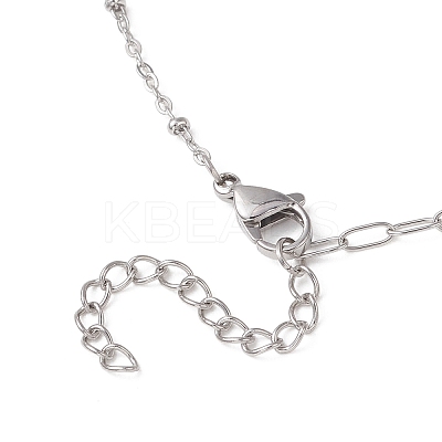 Natural Pearl Rice & 304 Stainless Steel Satellite Chain Paperclip Chain Necklaces for Women NJEW-JN05822-01-1
