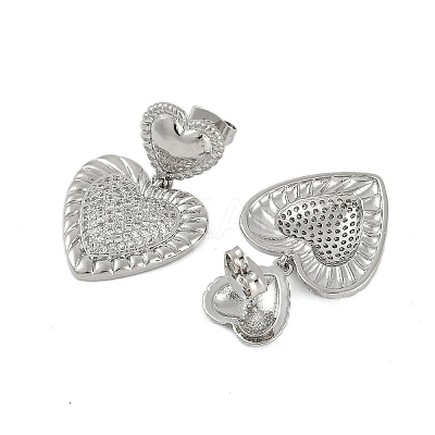 Rack Plating Brass Heart Stud Earrings for Women EJEW-D280-06P-1