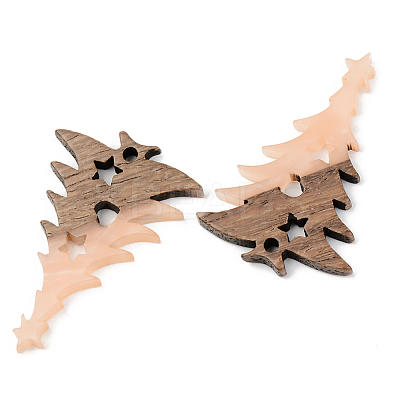 Opaque Resin & Walnut Wood Pendants RESI-S389-018A-C02-1
