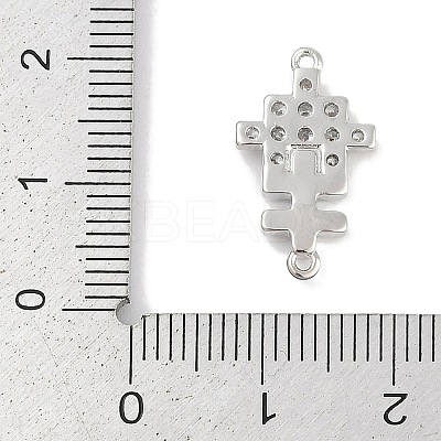 Brass Clear Cubic Zirconia Cross Connector Charms KK-Q028-33P-1