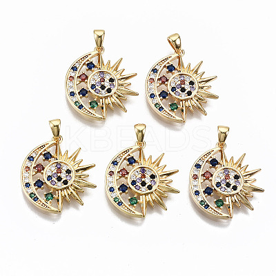 Brass Micro Pave Colorful Cubic Zirconia Pendants X-KK-R114-08-NF-1