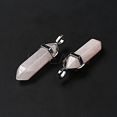 Natural Rose Quartz Double Terminated Pointed Pendants X-G-D415-12-1