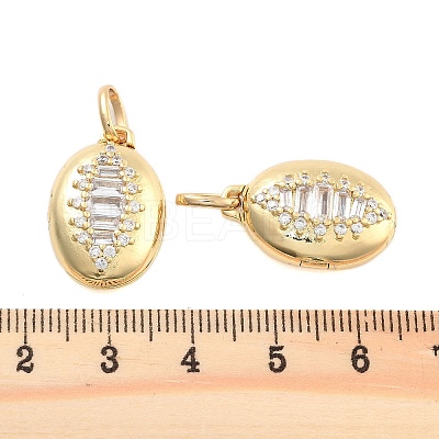 Brass Pave Clear Cubic Zirconia Pendants KK-U009-01B-G-1
