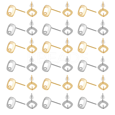 80Pcs 2 Colors 201 Stainless Steel Stud Earring Findings STAS-DC0011-33-1