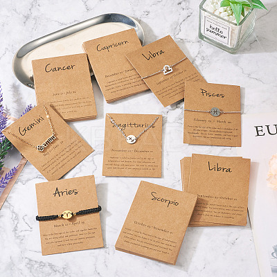 120Pcs 12 Styles 12 Constellation Theme Cardboard Jewelry Display Cards AJEW-FW0001-02-1