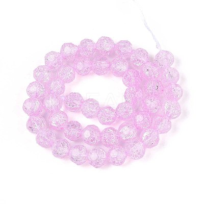 Transparent Crackle Glass Beads Strands GLAA-N053-8mm-08-1