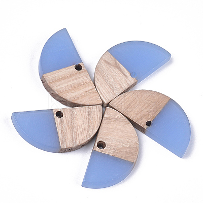 Resin & Wood Semi Circle Pendants RESI-S358-54B-1