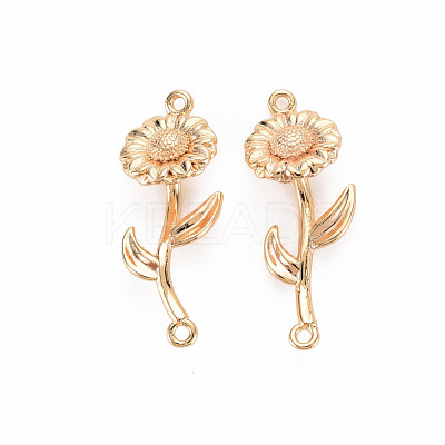 Brass Birth Flower Connector Charms KK-S364-231-1