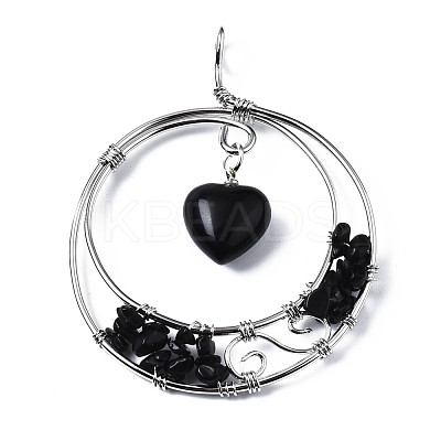 Natural Obsidian Big Pendants G-Q997-001B-1