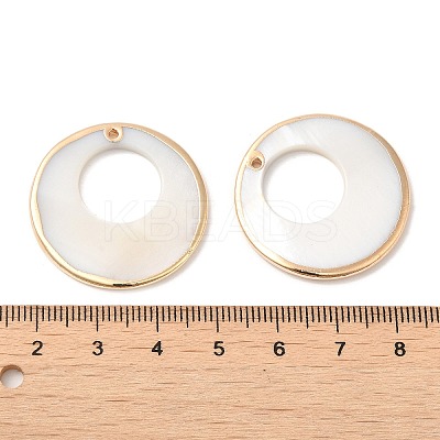 Electroplated Natural Freshwater Shell Pendants with Golden Plated Brass Edge SHEL-M019-02G-1