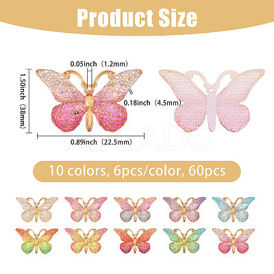 60Pcs 10 Colors Resin Pendants RESI-CA0001-81-1