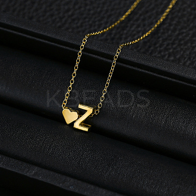 Alloy Letter Heart Pendant Necklaces for Women WGBB55E-22-1