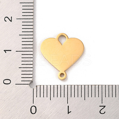 304 Stainless Steel Heart Connector Charms STAS-R222-01G-1