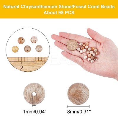 Natural Fossil Coral Beads Strands G-AR0003-18-1
