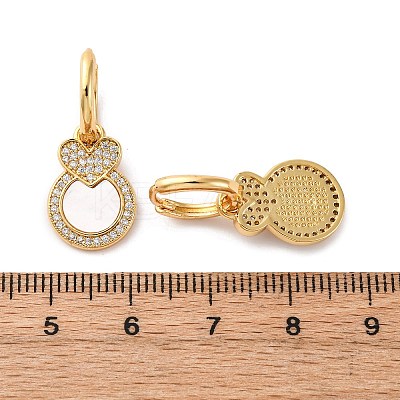Heart with Flat Round Brass Micro Pave Clear Cubic Zirconia Hoop Earrings KK-D363-11B-G-1