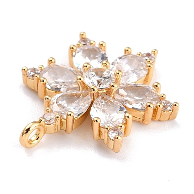 Brass Micro Pave Clear Cubic Zirconia Pendants ZIRC-L097-036G-1