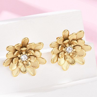 304 Stainless Steel Crystal Rhinestone Stud Earrings EJEW-G423-15G-1