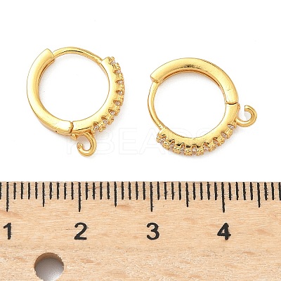 Brass Micro Pave Clear Cubic Zirconia Hoop Earring Findings KK-H532-14B-G-1