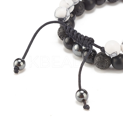 2Pcs 2 Style Cubic Zirconia Braided Bead Bracelet BJEW-JB08050-01-1