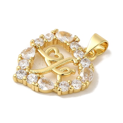 Rack Plating Brass Micro Pave Cubic Zirconia Pendants KK-P267-08G-1