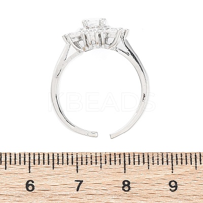 Brass Micro Pave Clear Cubic Zirconia Cuff Rings for Women RJEW-A062-03P-1