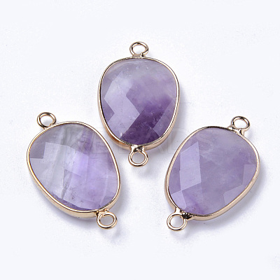 Natural Amethyst Links Connectors G-R472-01A-1