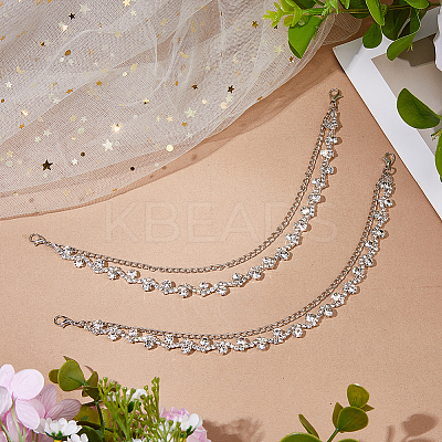 2Pcs Iron Rhinestone Chains with Twisted Chains Boot Strap Chains HJEW-FH00284-1