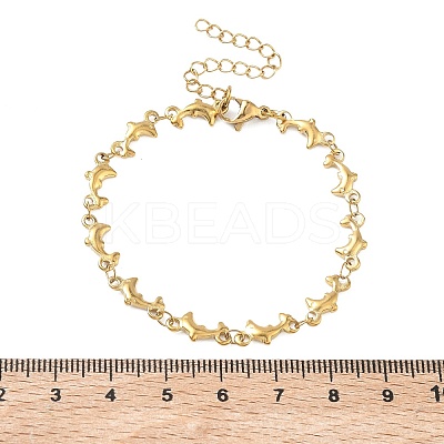 Women's 304 Stainless Steel Dolphin Link Chains Bracelets BJEW-G790-02G-1