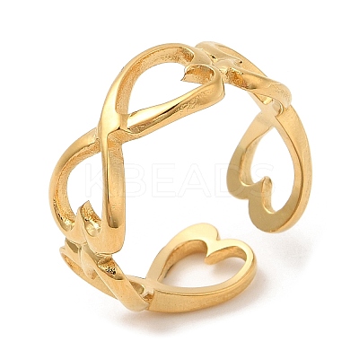 304 Stainless Steel Hollow Open Cuff Rings for Women STAS-D085-18G-1