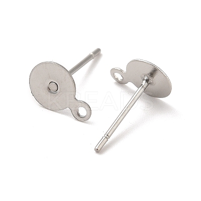 Non-Tarnish 304 Stainless Steel Flat Round Blank Peg & Post Ear Studs Findings X-STAS-E025-1-1