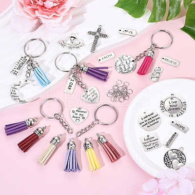 DIY Alloy Pendants Keychain Making Kits DIY-YW0011-42-1