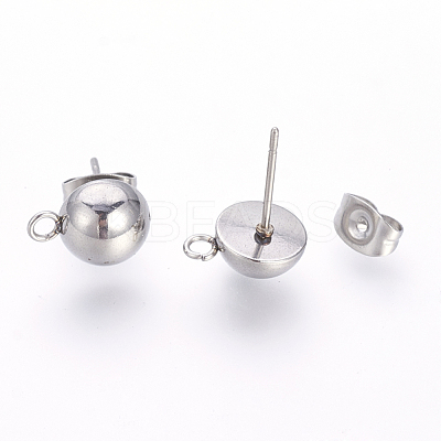 Non-Tarnish 201 Stainless Steel Stud Earring Findings STAS-S064-12-1