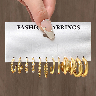 6 Pairs Alloy Hoop Earring Sets WG6DB3C-06-1