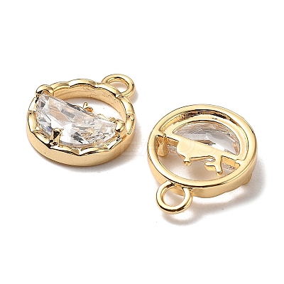 Brass Micro Pave Cubic Zirconia Charms KK-A259-27G-01-1