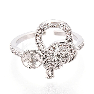 Knot Brass Micro Pave Cubic Zirconia Cup Peg Ring Settings KK-N274-23P-1