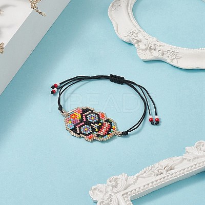 Handmade Japanese Seed Skull Link Bracelet BJEW-MZ00021-01-1