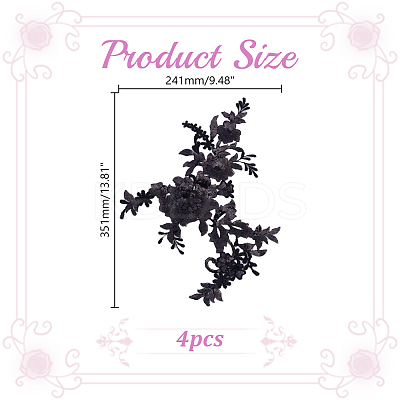 Flower Polyester Embroidery Sew on Appliques PATC-WH0020-33C-1