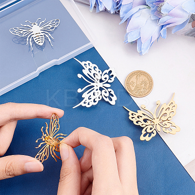 4Pcs 4 Style Butterfly & Bee Brooches STAS-UN0034-84-1
