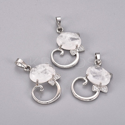 Natural Quartz Crystal Kitten Pendants G-L512-R20-1