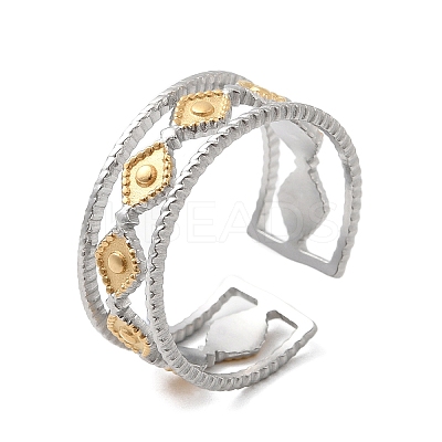 Adjustable 304 Stainless Steel Cuff Rings for Women RJEW-B150-01GP-07-1