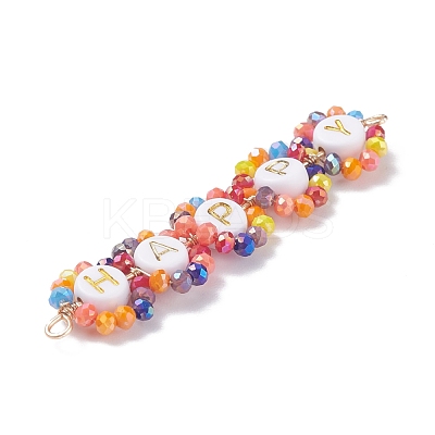 Mother's Day 3Pcs 3 Styles Electroplate Glass Copper Wire Wrapped Connector Charms PALLOY-JF01376-1