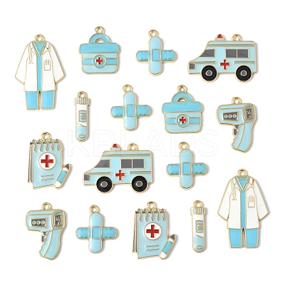18Pcs 7 Styles Medical Theme Alloy Enamel Pendants FIND-FS0004-32B-1
