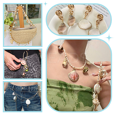 12Pcs 12 Styles Electroplated Natural Shell Pendants BSHE-PH0001-56-1